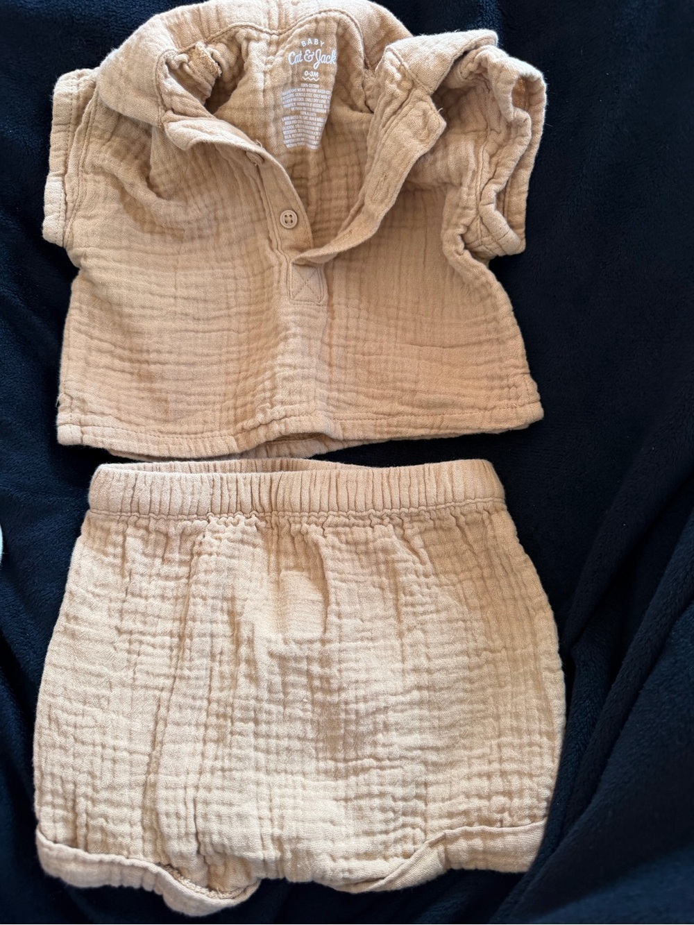 Cat and Jack Tan Muslin Two-Piece 0-3 M Set